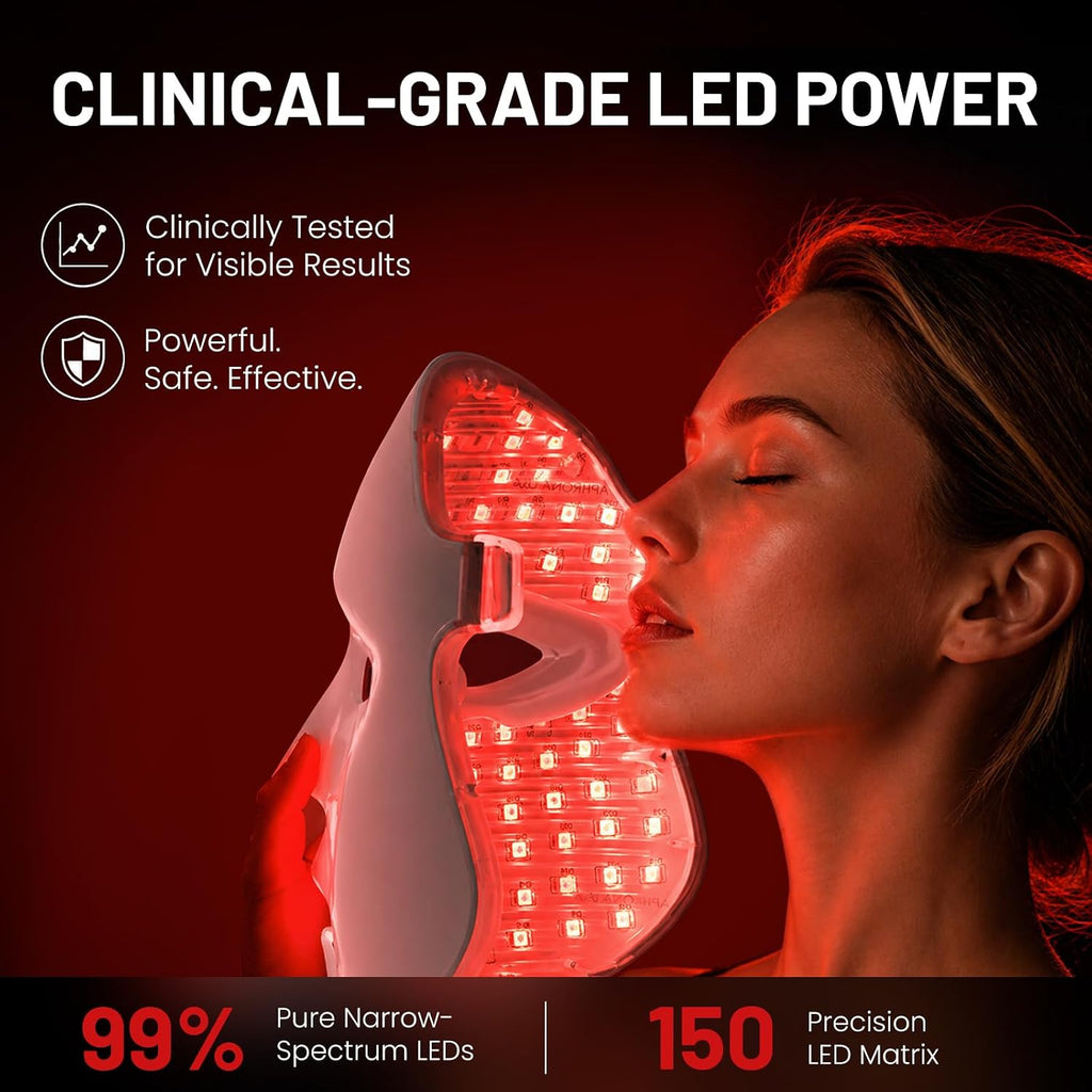 Aphrona® | FDA cleared Moonlight LED Facial Mask Skin Care Mask, LED Light Therapy for face, Red light Blue light for Acne Removal Wrinkle Reduction，450 Powerful LED Chips