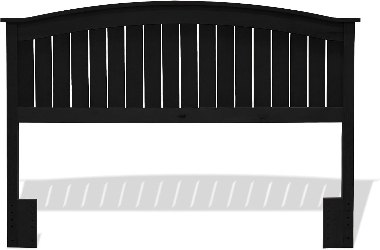 Finley Wooden Headboard Panel with Curved Top Rail Design, Black Finish, Full / Queen