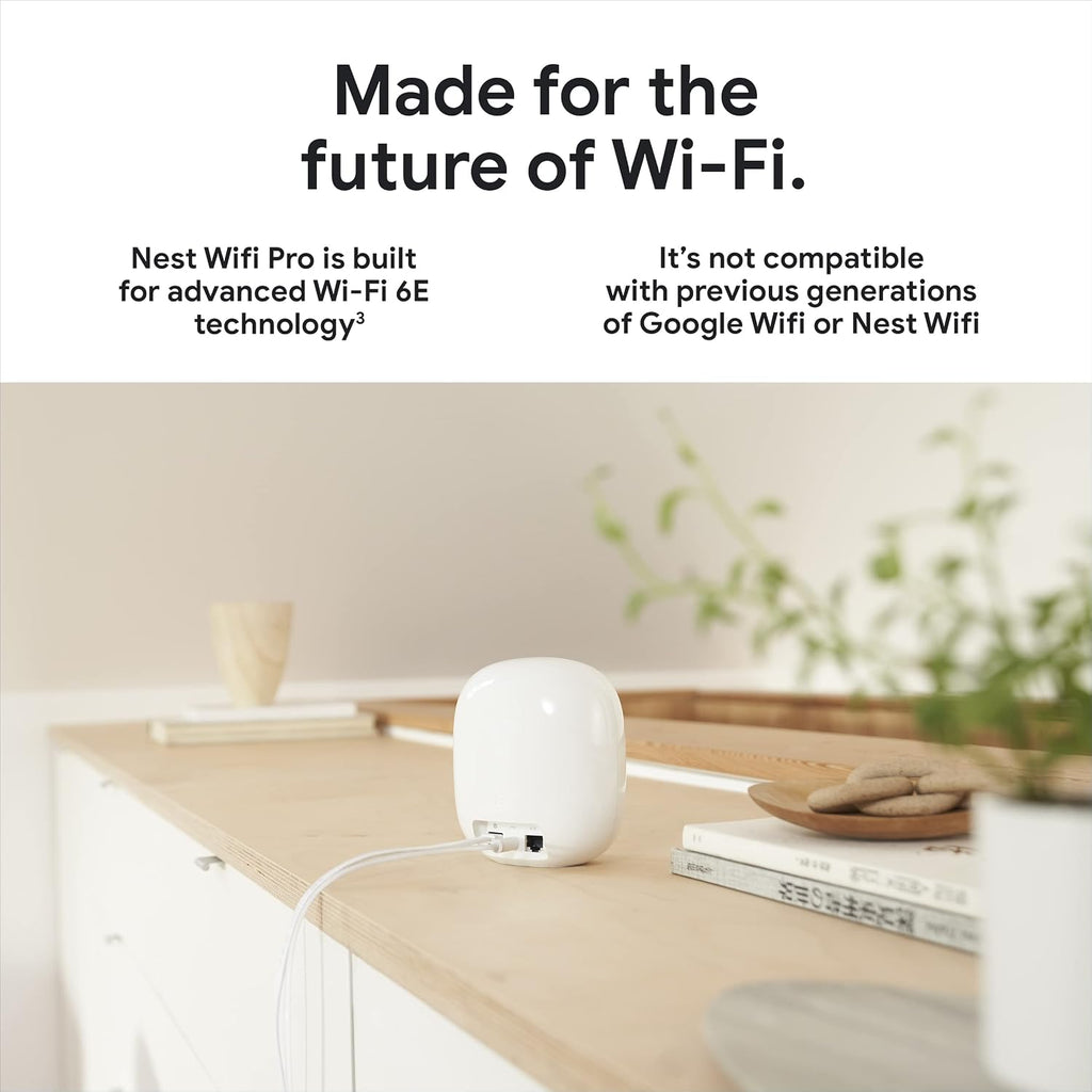 Google Nest WiFi Pro - Wi-Fi 6E - Reliable Home Wi-Fi System with Fast Speed and Whole Home Coverage - WPS - Mesh Wi-Fi Router - Fog