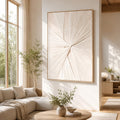 Artists' Handicraft, Large 3D Fabric Hand Painted Framed Wall Art, Minimalist Modern Luxury Artwork, Abstract Boho Modern Long Beige Wall Decor, Neutral Trendy Paintings for Living Room Bedroom Hallway Office, Vertical, 30x45 In