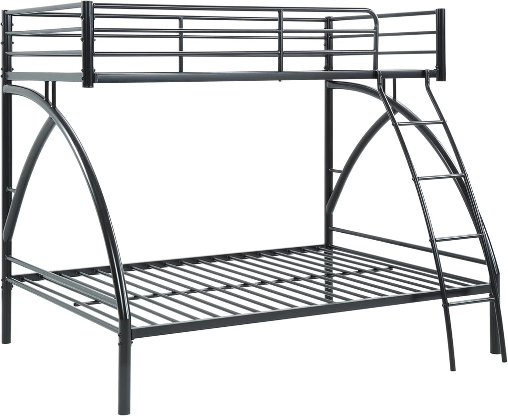 GOWE Black Metal Frame Twin/Full Bunk Bed, Youth Bed, Youth Bedroom Furniture, Easy Assembly