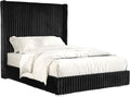 Furniture of America Plutforn Modern Wood 65-inch Queen Platform Bed with Fur Chenille Fabric, No Box Spring Required for Bedroom, Guest Room, Black
