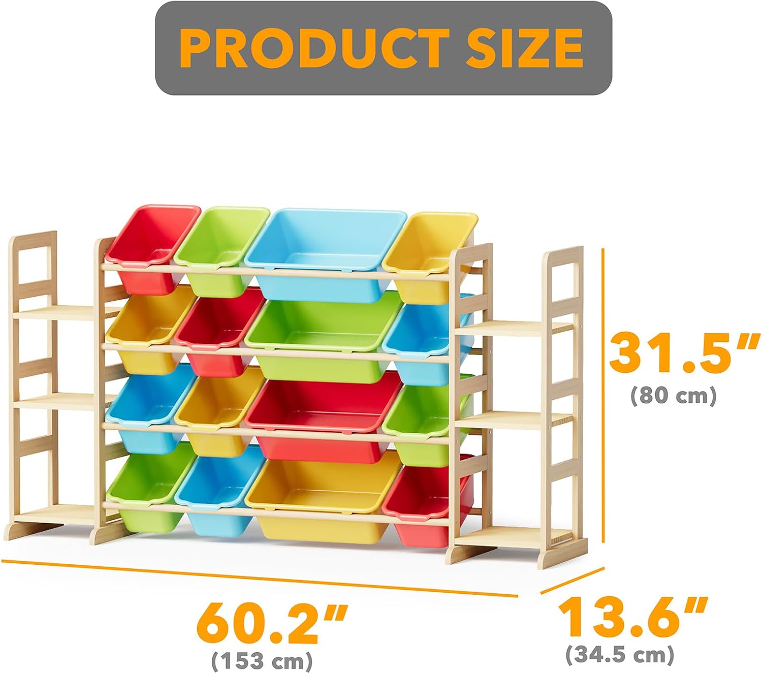 SpaceAid Toy Storage Organizer with 6 Shelves and 16 Bins, Toy Organizers Storage Bookshelf, Kids Bin Shelf Toys Box Bookcase for Bedroom Playroom Organization Room Decor, Multi-Colored