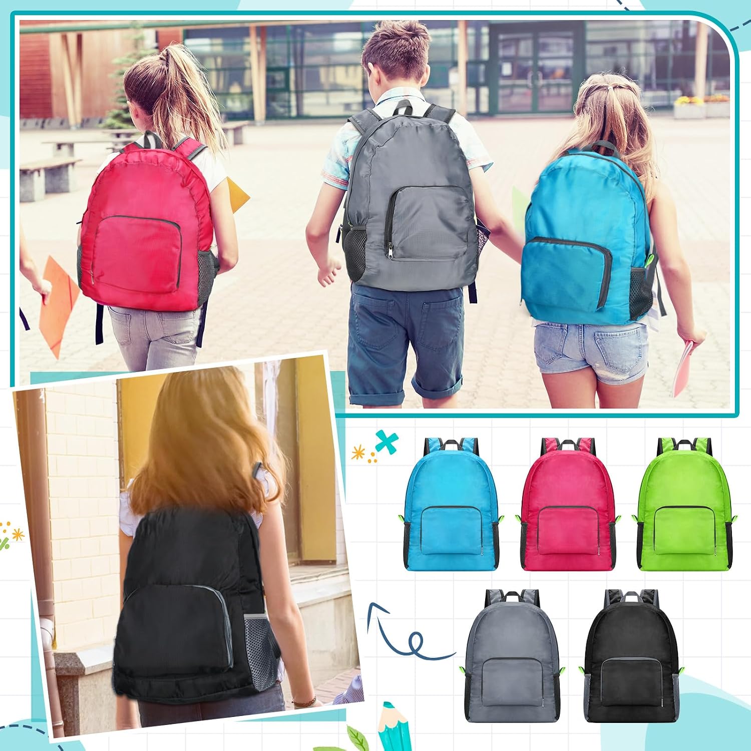 Eccliy 50 Pack Backpacks in Bulk 17 Inches Wholesale Back Pack Basic Backpack for adult Lightweight Outdoor Travel Bookbags(5 Colors)