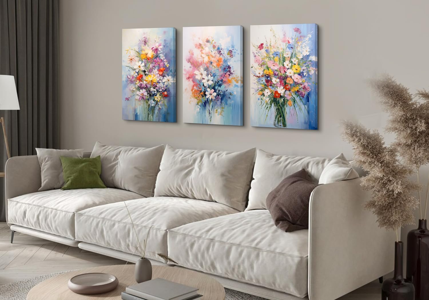 Colorful Flower Pictures Wall Decor Nature Wildflower Canvas Art for Bedroom Abstract Botanical Floral Oil Painting Prints Artwork Daisy Poppy Bouquet Poster Living Room Home Decorations 20x30' 3 Pcs