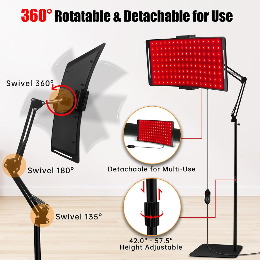 Red Light Therapy Lamp 10-in-1 with Stand & Belt, 660nm Red Light and 850nm Near Infrared, Face & Body Care Device for Skin & Muscle Recovery
