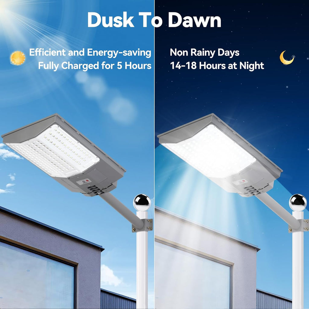 8500W Solar Street Light Outdoor, 550000LM 7000K Commercial Solar Parking Lot Light Dusk to Dawn, IP67 Waterproof with Motion Sensor & Remote, Ideal for Farm Ranch Driveway Yard Garage Small Business