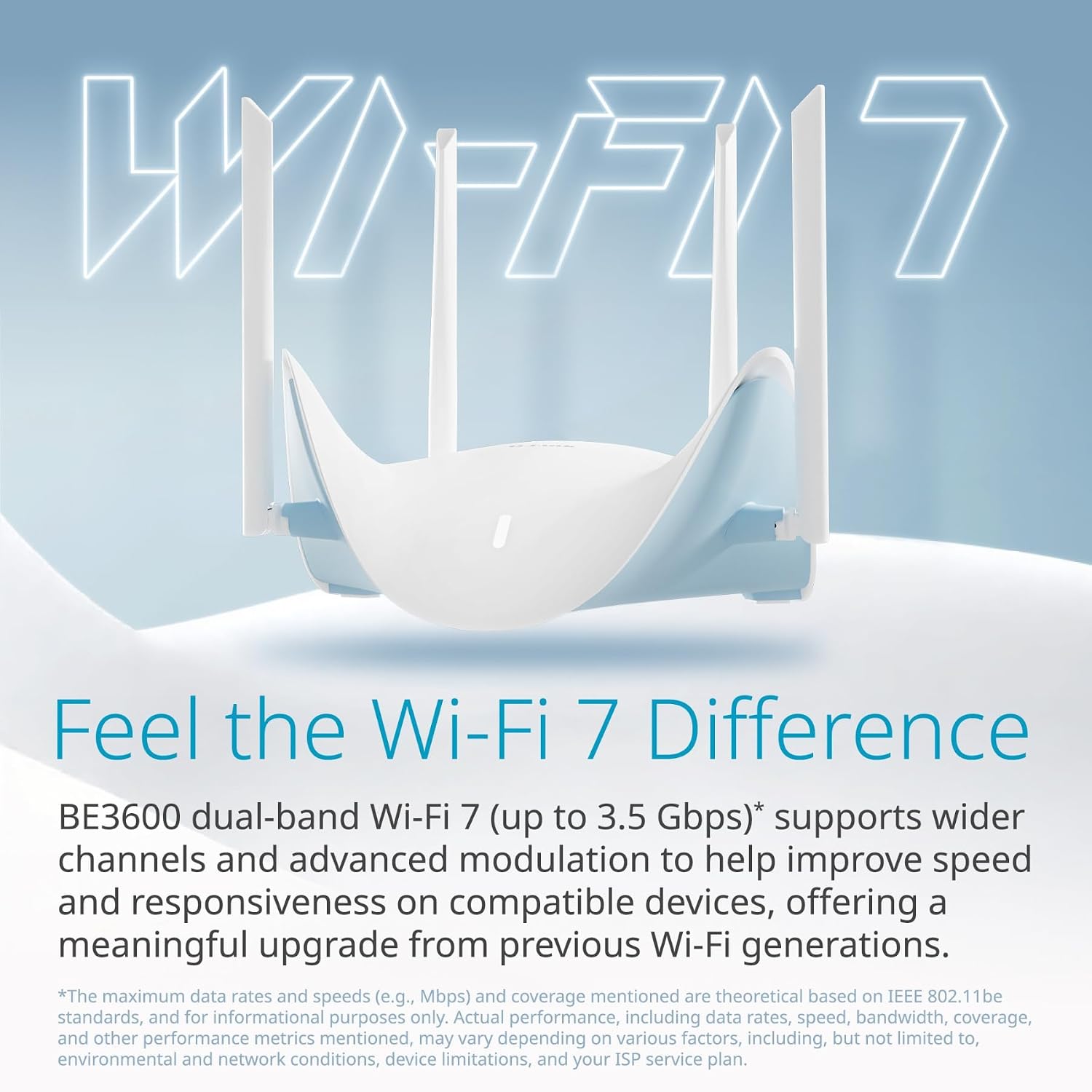 D-Link BE3600 Dual-Band Wi-Fi 7 Smart Router (R36) 4 x 2.5 GbE Multi-Gig Ports, Self-Optimizing AI, Mesh, Parental Controls, Enhanced Security, 4-Stream, Alexa/Google Ready, App Setup