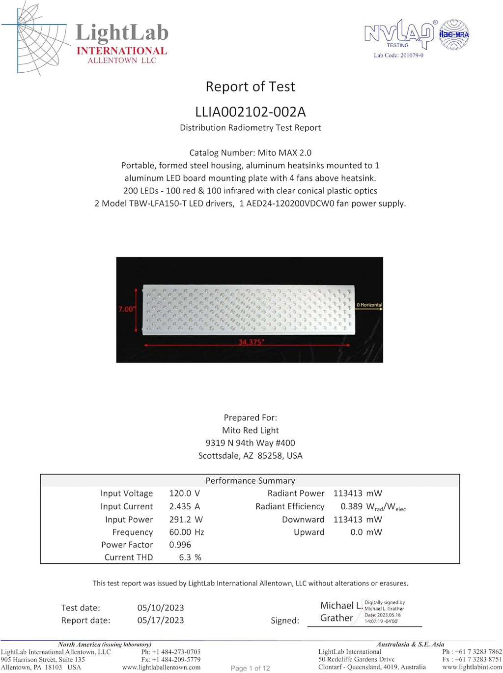 Mito Red Light – MitoMAX 2.0 Red Light Panel – Red Light Therapy for Face and Neck – Red Light & Near Infrared Red Light Therapy – At-Home Red Light Therapy for Body