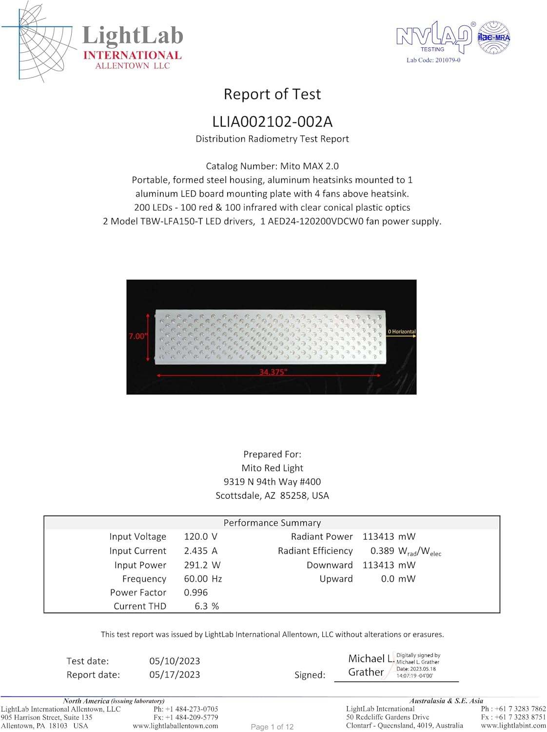 Mito Red Light – MitoMAX 2.0 Red Light Panel – Red Light Therapy for Face and Neck – Red Light & Near Infrared Red Light Therapy – At-Home Red Light Therapy for Body