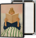 Woman Reading In Bed Poster Retro Book Lover Canvas Wall Art Minimalist Preppy Pastel Girly Read Aesthetic Prints Painting For Living Room Bedroom Library Wall Decor 24x36in Wframed