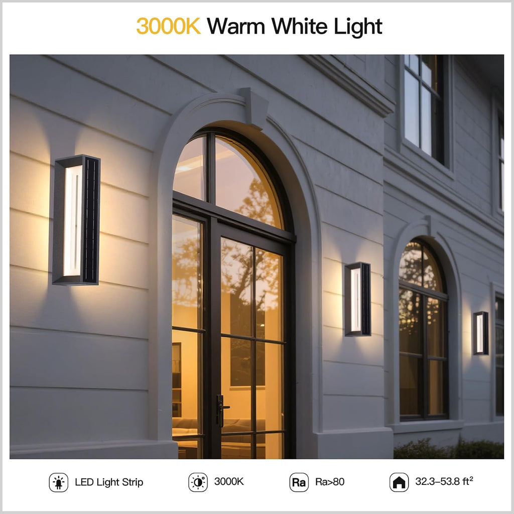 MVBT 20.5' Solar Wall Lights Outdoor Waterproof, 1 Pack Solar Wall Sconces Lights Outdoor, 3000K LED Modern Porch Light, Front Door Light Fixture Dusk to Dawn, Large Exterior Garage Light for House