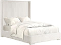 Furniture of America Plutforn Modern Wood 59-inch Full Platform Bed with Fur Chenille Fabric, No Box Spring Required for Bedroom, Guest Room, White