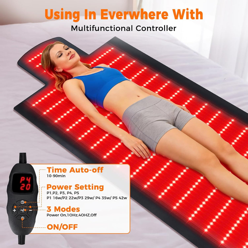 2570 LEDs Dual Full Body Red Light Therapy Mat, Red Light Therapy Blanket, 2570pcs 2in1 LEDs(660nm& 850nm), Premium Leather, Adjustable Timer & Intensity (520 LEDs)
