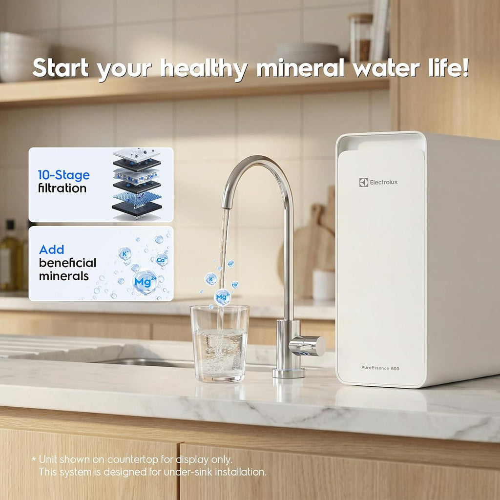 Electrolux WiFi 800GPD Reverse Osmosis System, Alkaline Mineral pH+, Tankless Reverse Osmosis Water Filter, 10-Stage Under Sink RO Water Filtration System, 3:1 Pure to Drain, PFOS&PFOA Reduction