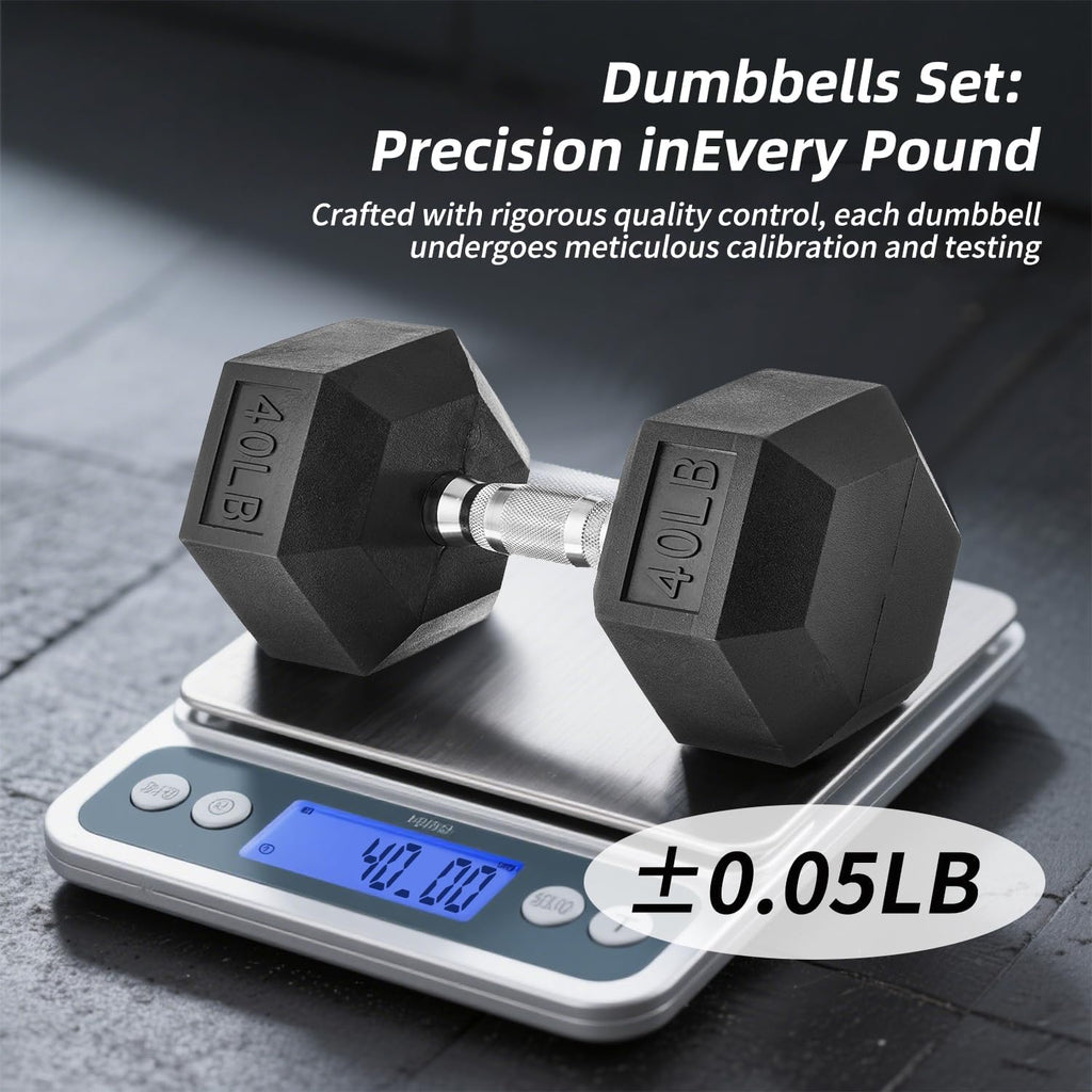 Dumbbell Set with Rack Hex Dumbbells 5-50 lb Rubber Coated Dumbbells Heavy Duty Weight Set 350 lb 450 lb 550 lb with 3-Tier Stand Complete Home Gym Set Dumbbell Rack Set Workout Weights