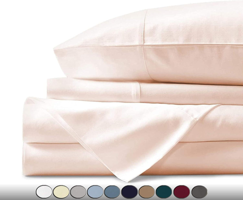 4 Piece Sheet Set- Egyptian Cotton 600 Thread Count - Luxury Bedding Set Fits Up to 15 Inches Deep Pocket - 4 Piece Sheet Set (Cal-King Size, Blush)