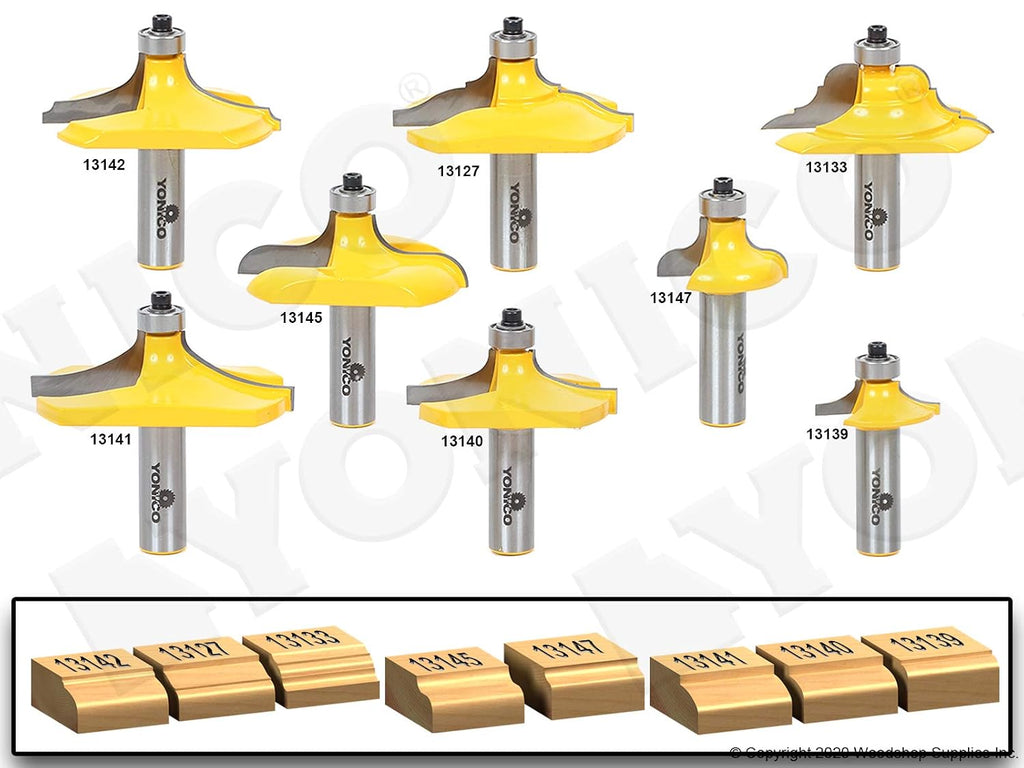 YONICO Router Bits Table Edge Set 8 Bit 1/2-Inch Shank 13829