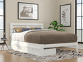 AFI, Oxford Queen Platform Bed with Set of 2 Underbed Storage Drawers, White