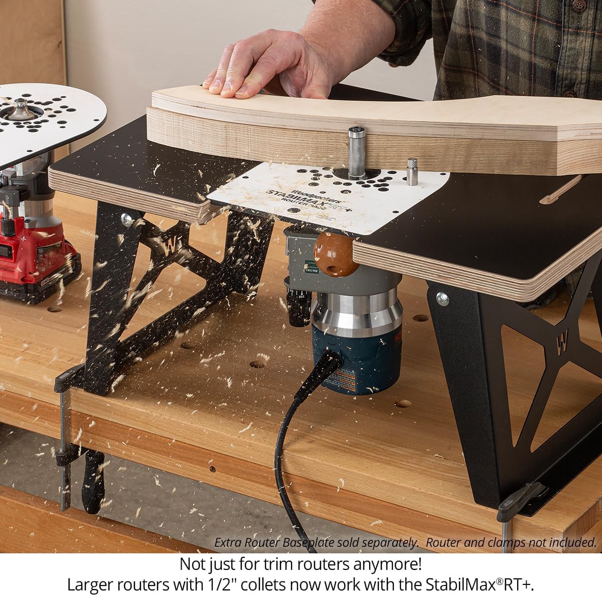 Woodpeckers StabilMaxRT+ Router Table System, USA Made Portable Benchtop Router Table, Instantly Switch From Hand-Held Routing & Table Routing - SMRT-P