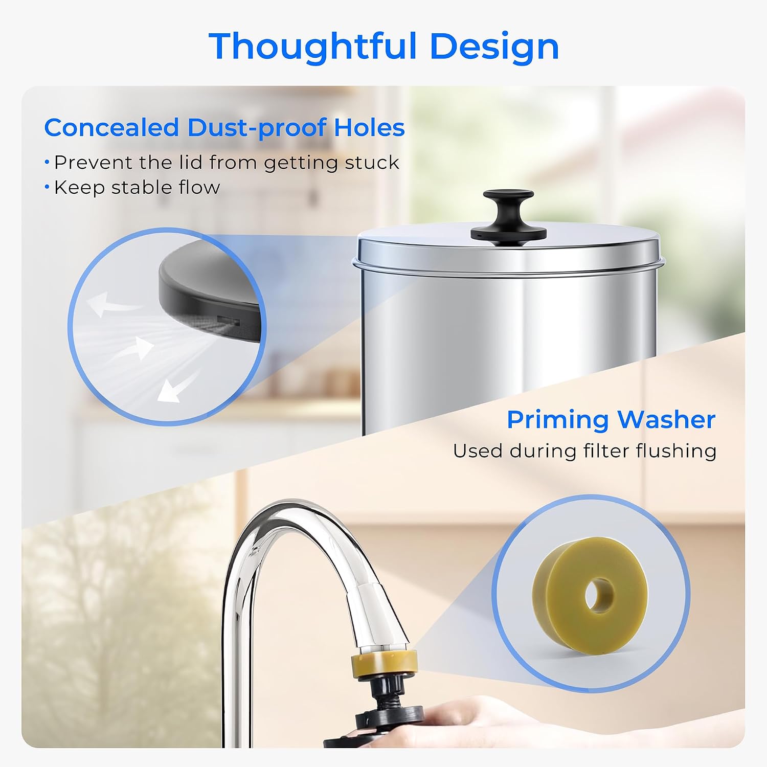 Waterdrop TK-AB-FS Gravity Water Filter System, with Silver Ions Enhanced Filtration, NSF/ANSI 42&372 Standard, Reduces Fluoride and Chlorine, with 4 Filters and Metal Spigot, 2.25G