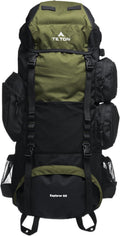 Teton 65L Explorer Internal Frame Backpack for Hiking, Camping, Backpacking, Rain Cover Included, Olive