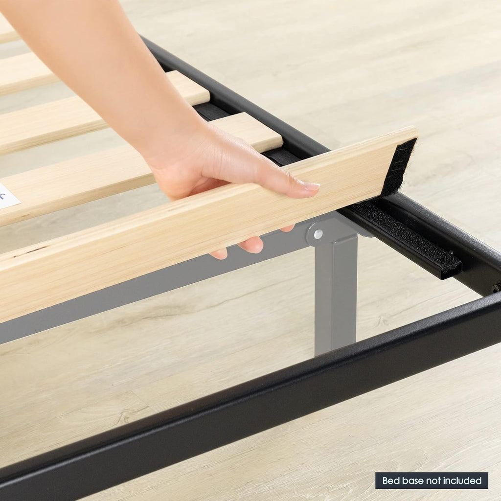 Mellow 1.6 Inch Metal Bunkie Board Mattress Support with Wood Slats for Bed Frames, Box Spring or Bed Slat Replacement, Easy Assembly, King, Black
