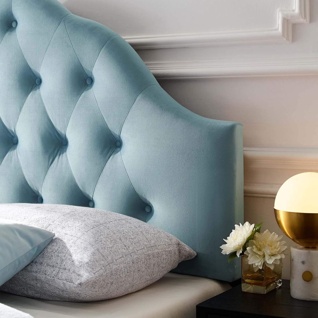 Modway Sovereign Full Diamond Tufted Performance Velvet Headboard, Light Blue