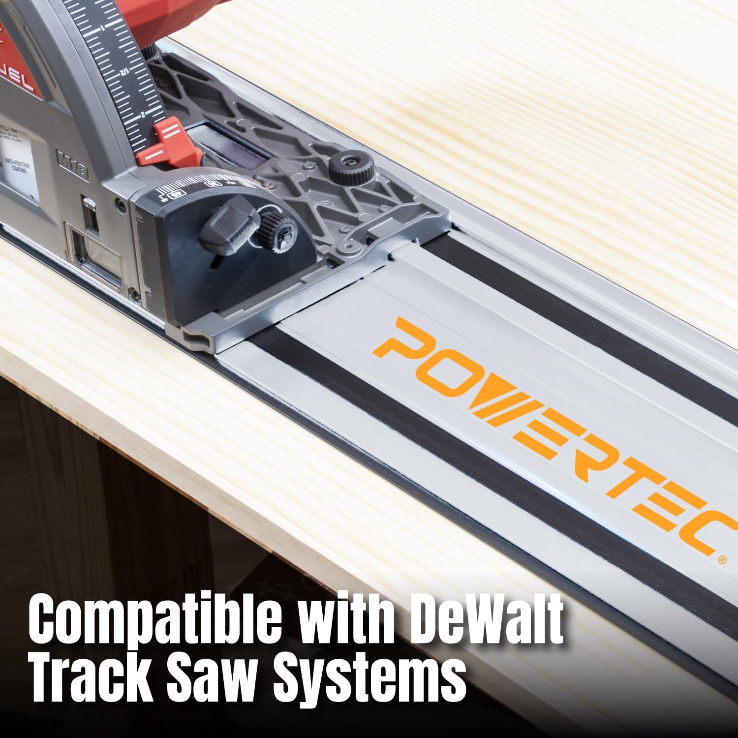 POWERTEC 110' Track Saw Guide Rail Connector Set w/Protective Bag for Milwaukee Track Saw | Includes 2x55' Aluminum Extruded Guide Rails and (2) Guide Rail Connectors for Woodworking Projects