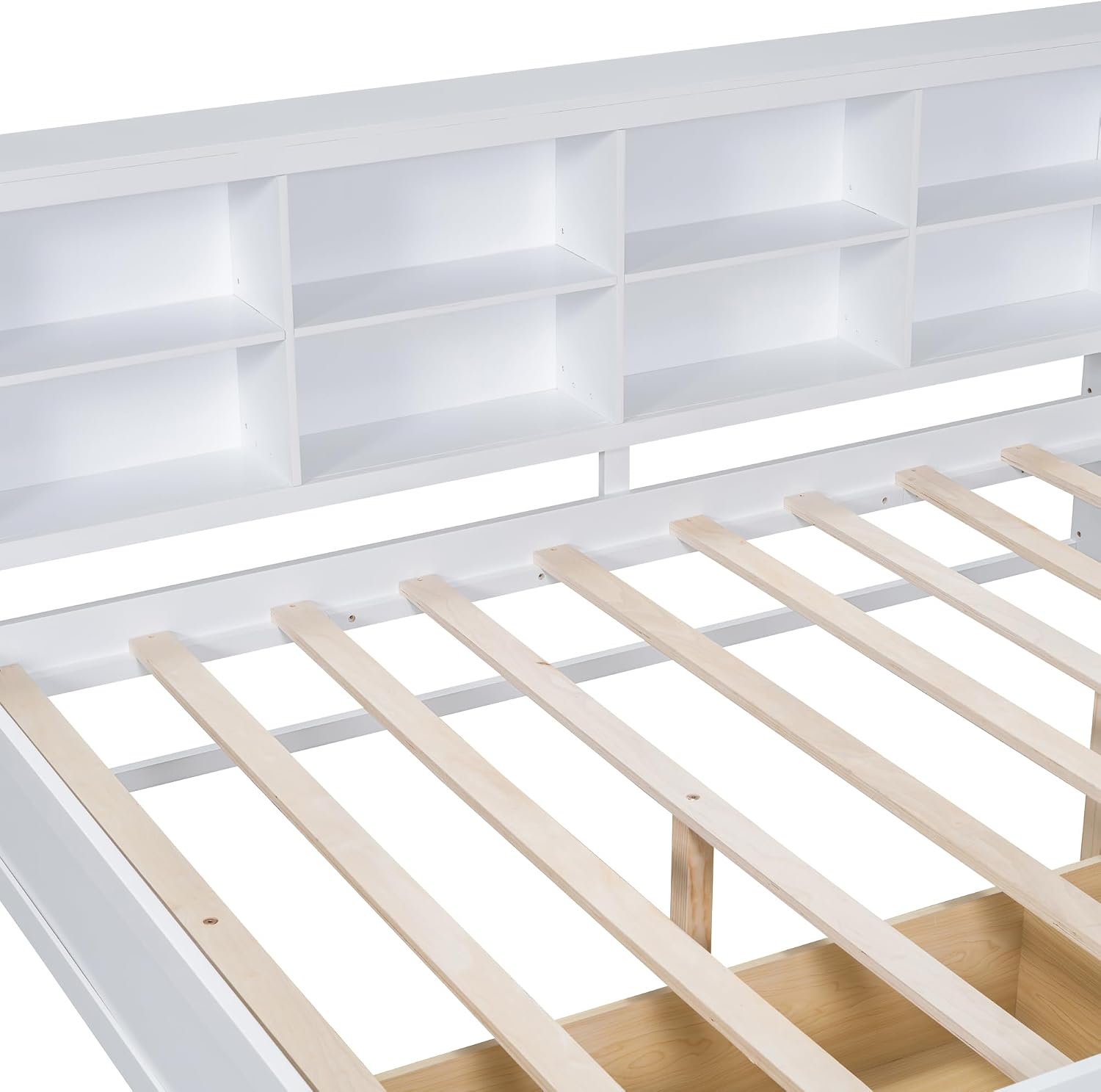 Full Size Daybed with 2 Drawers,Minimalist Wooden Sofa Bed Frame with Storage Shelf and USB Charging Ports for Bedroom, Studyroom, Guestroom, Livingroom (White-WD54)