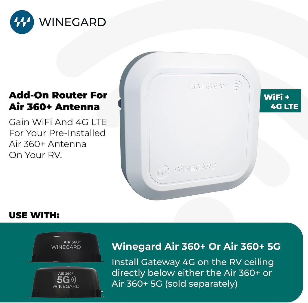 Winegard Gateway 4G - GW-1000 WiFi and LTE Router - Air 360+ Compatible - RV Mobile Router Upgrade