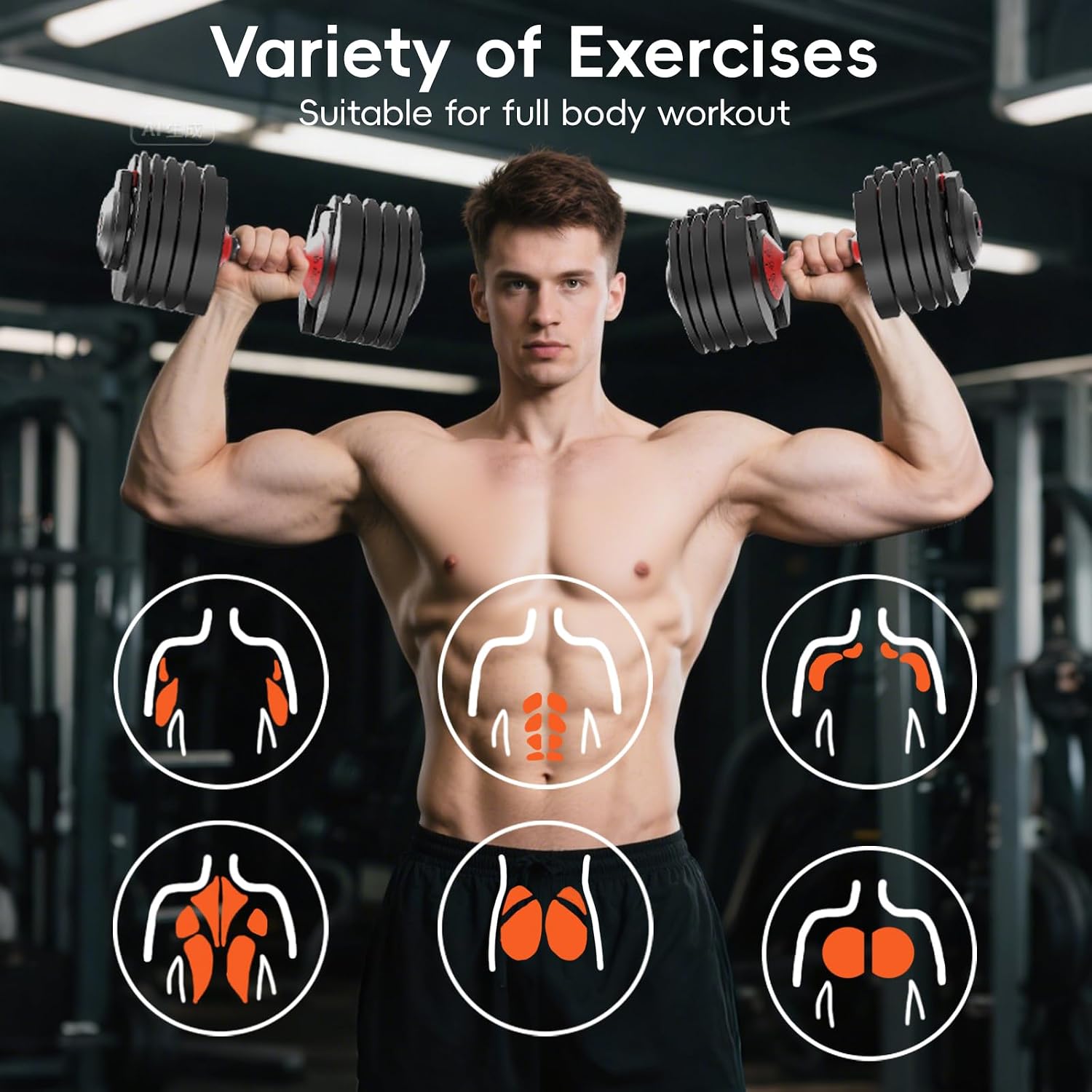 New Upgraded Adjustable Dumbbell Set of 2 (52.5 lbs/25 lbs), 15/9 Weights Dumbbell Set with Safe Locking System, Quick Adjustable Dumbbells For Men and Women Home Gym Workout with Anti-Slip Handle
