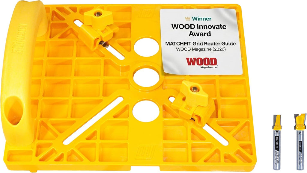 MICROJIG MatchFit Grid Router Guide Kit, Woodworking Precision Tools for Dovetail Track, Easy Setup, Self-Indexing Design, for 1/4' Shank Routing Bits