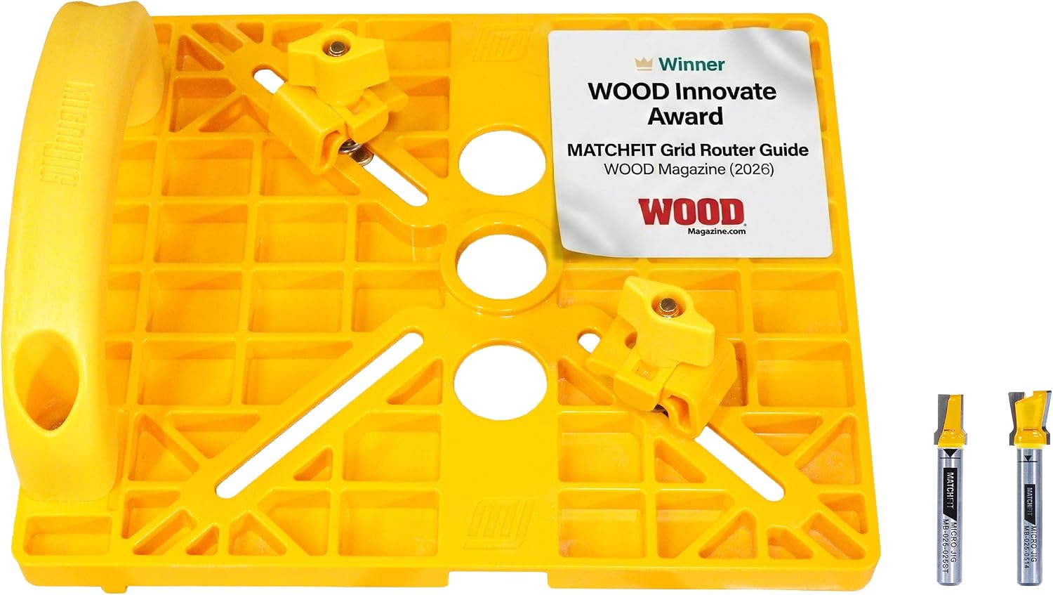 MICROJIG MatchFit Grid Router Guide Kit, Woodworking Precision Tools for Dovetail Track, Easy Setup, Self-Indexing Design, for 1/4' Shank Routing Bits