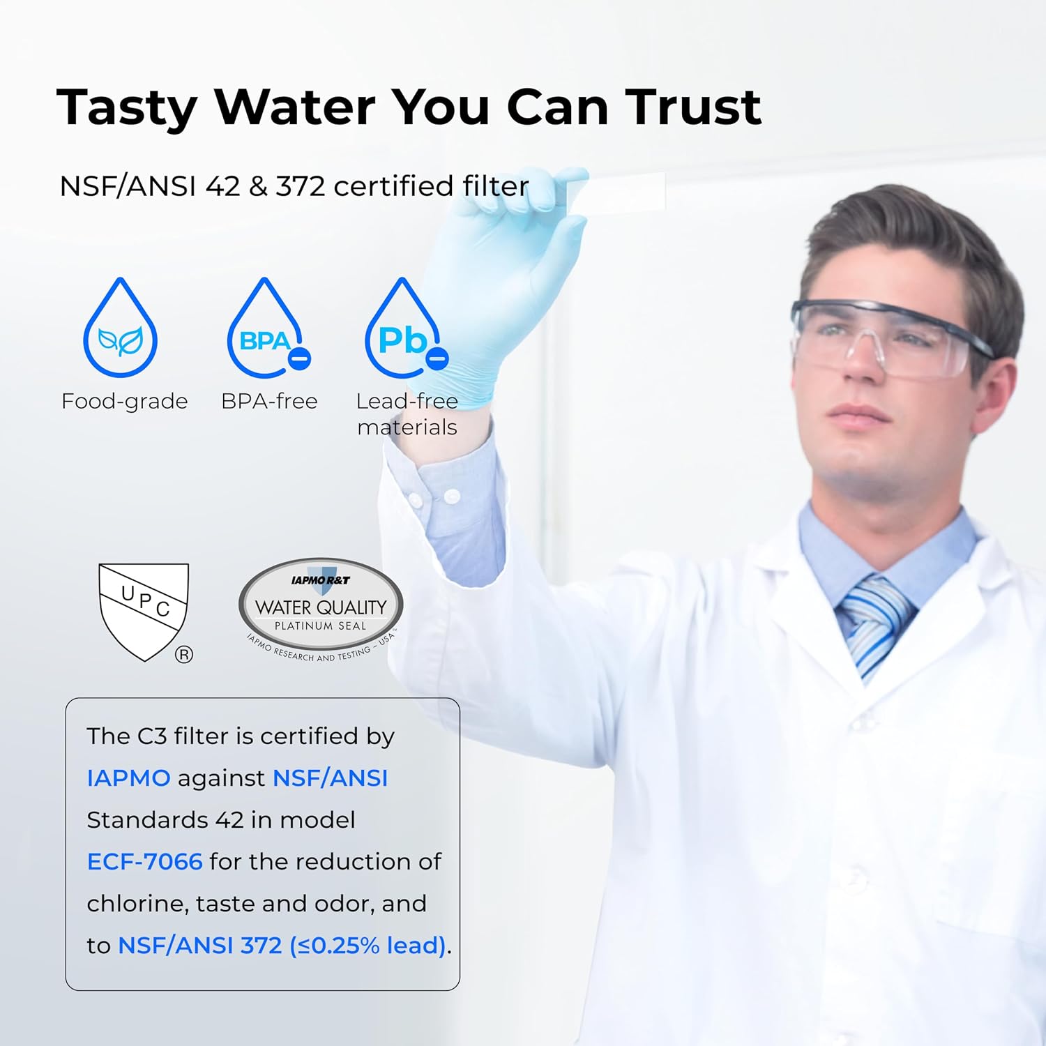 Waterdrop TST-B 0.01 Micron Ultra Filtration Under Sink Water Filter, 3-Stage Stainless Steel Under Sink Water Filtration System with Dedicated Faucet, Removes Chlorine, Taste&Odor (Drilling Required)