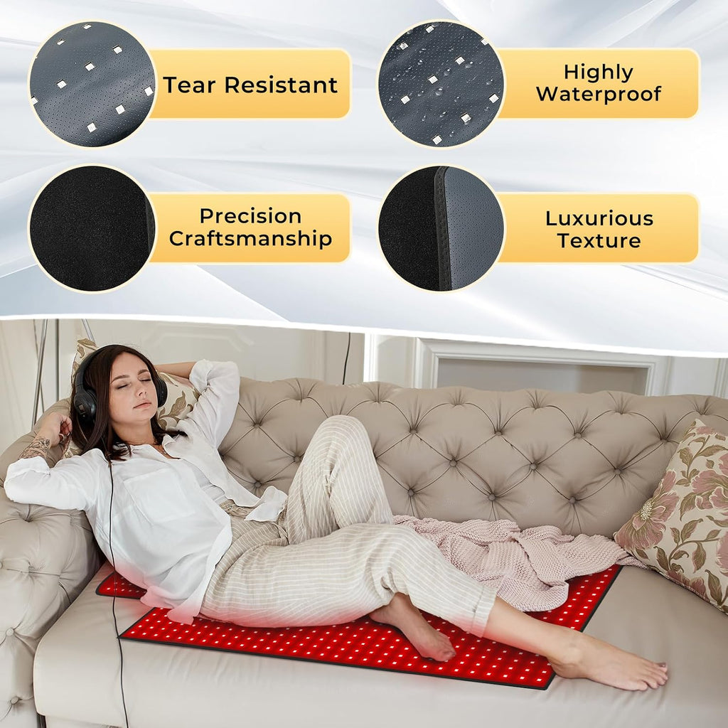 LITDUCK Body Red Light Therapy Mat, Eligible Red Light Therapy Blanket, 2in1 LEDs(660nm& 850nm), Premium Leather, Adjustable Timer & Intensity 36.3'*15.8'