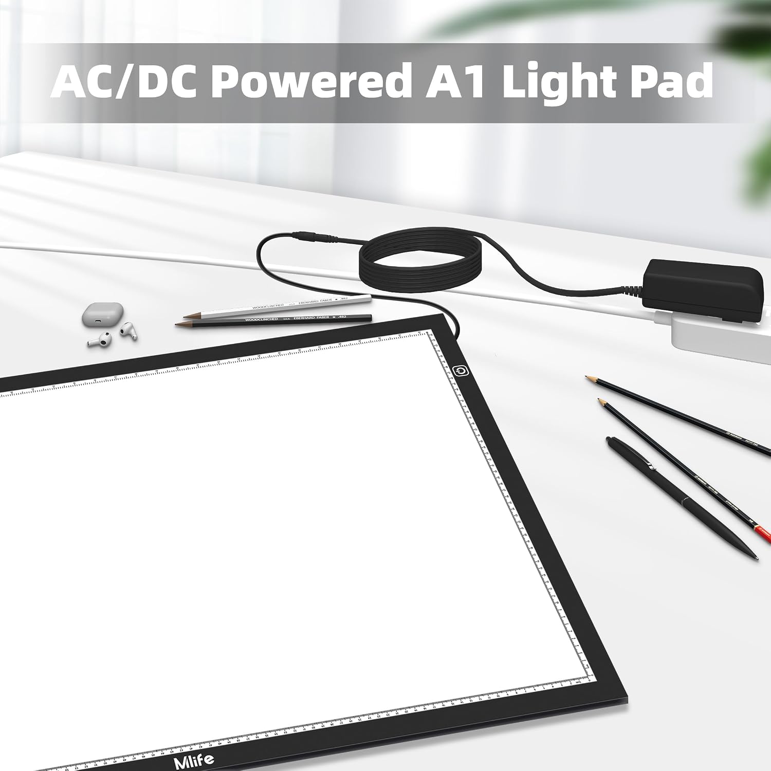 Mlife Upgrade Large A1 Light Pad for Diamond Art Painting, Stepless Dimming Drawing Copy Light Box for Tracing, AC Powered Light Board, LED Light Table for Sketching, Embroidery, Architecture