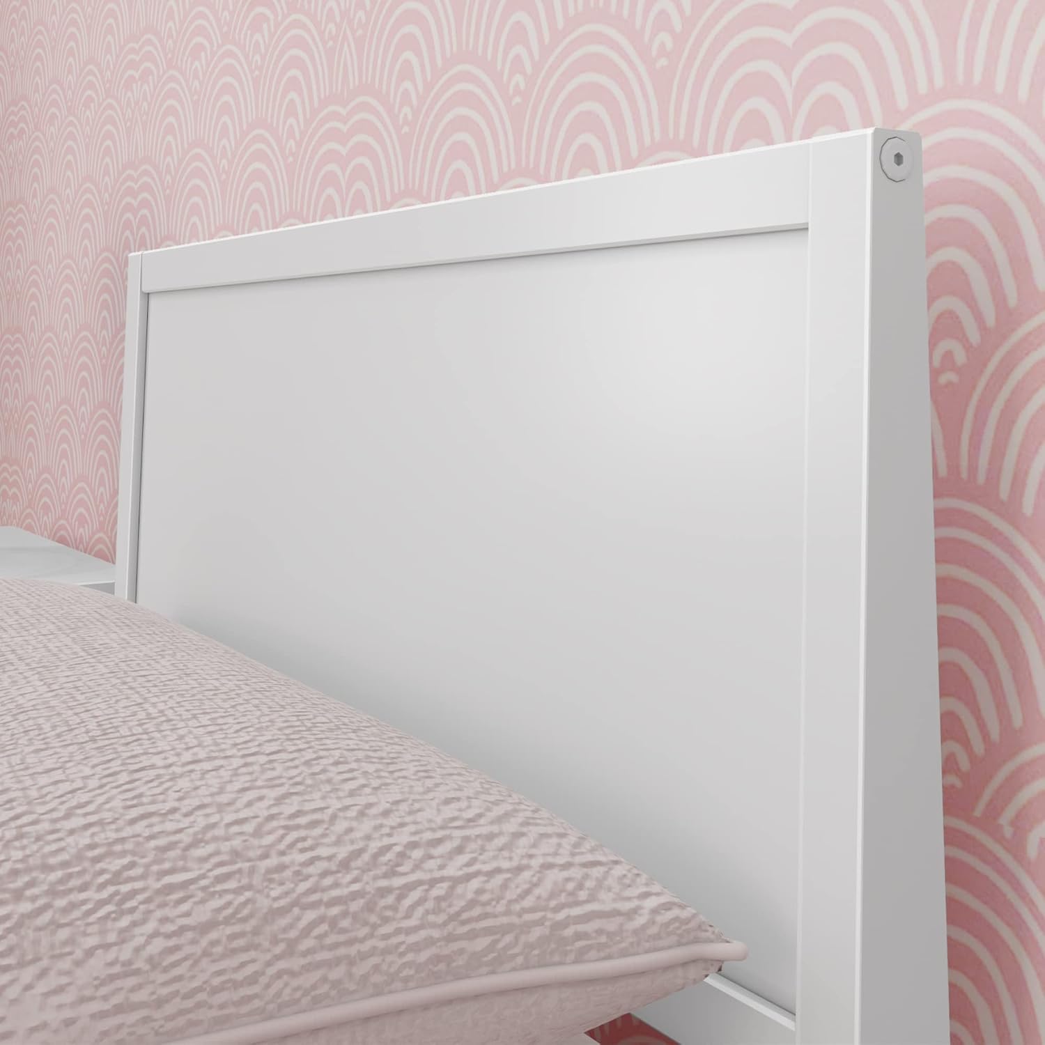 Max & Lily Twin Bed Frame with Panel Headboard, Solid Wood, White