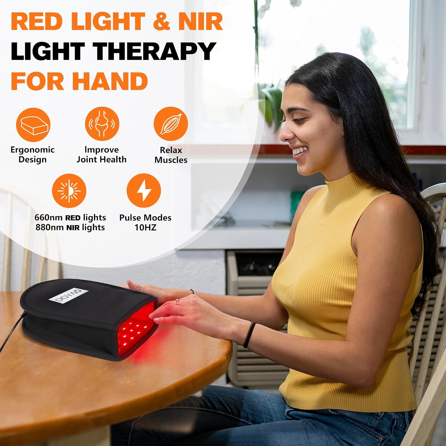 Red Infrared Light Therapy for Hand Pain Relief, 660nm & 880nm Infrared Hand Therapy Deep Penetrate Into Joint for Fingers Wrist Pain Relief, Double Side Design Pad Full Cover Hand LED Therapy
