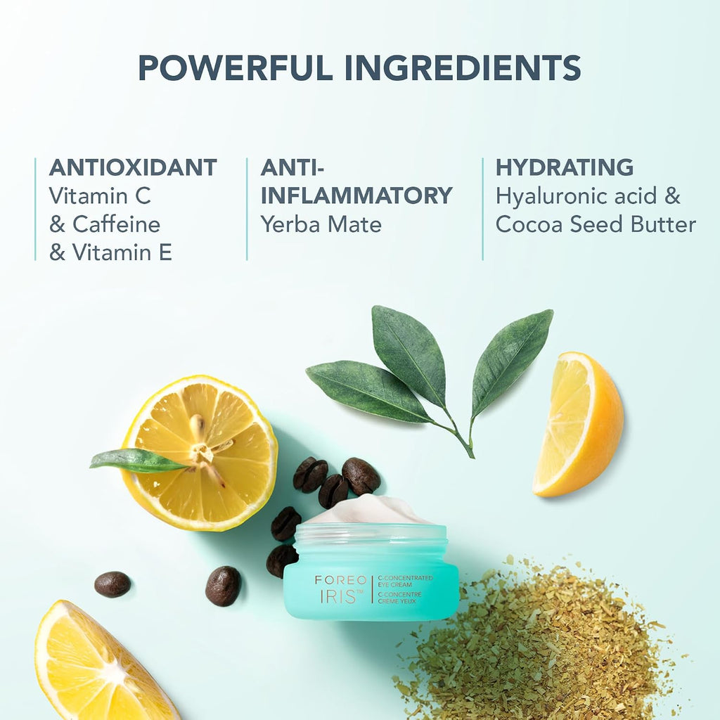 FOREO Hydrate & Brighten UFO 3 LED Set - Face Mask Skincare Device + 14 UFO Activated Masks + IRIS C-Concentrated Brightening Eye Cream, 0.5 Oz - Face Moisturiser