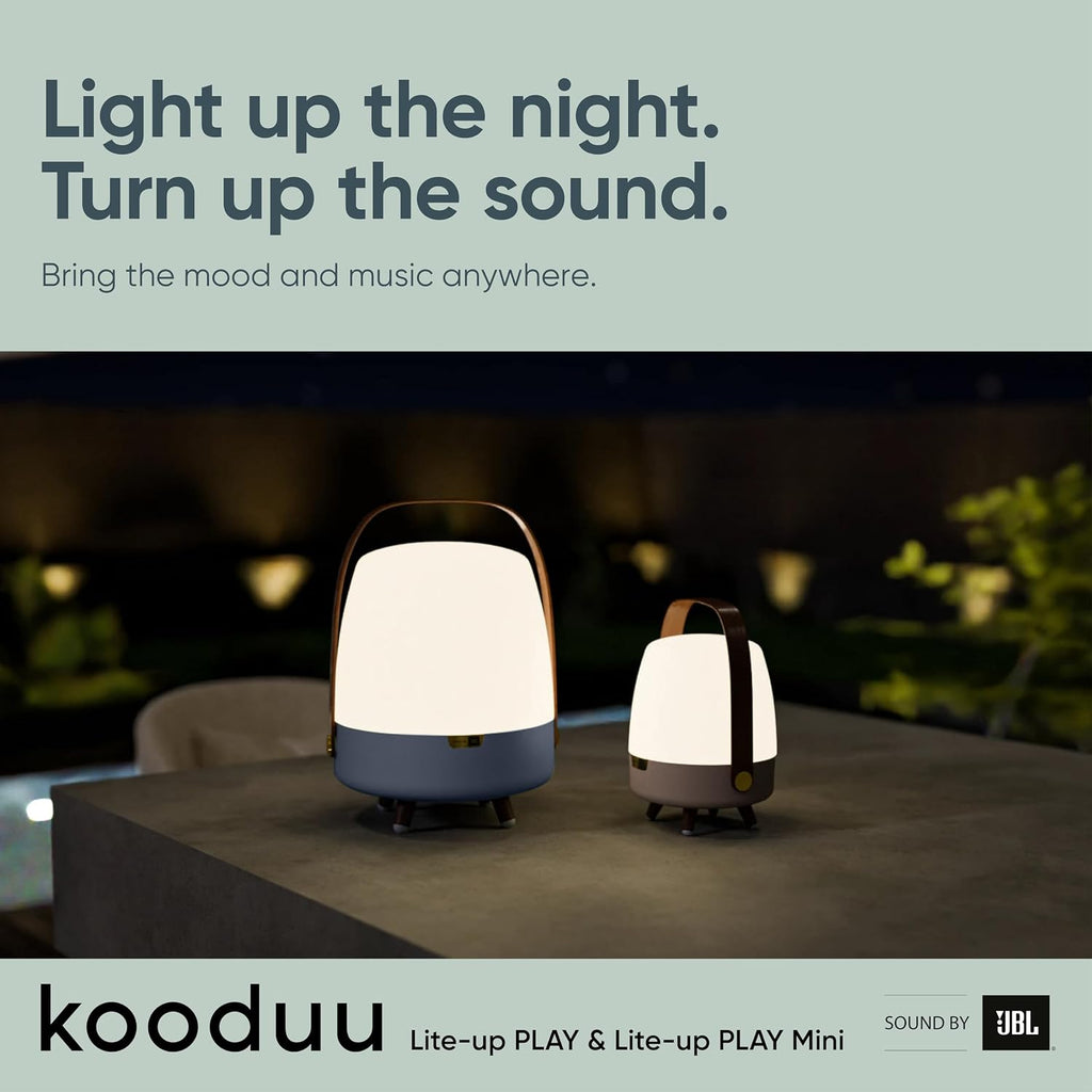 Kooduu Mini Bluetooth Speaker Lamp with Sound by JBL - Cordless, Rechargeable Speaker & Lamp for Indoor/Outdoor Use, Sand