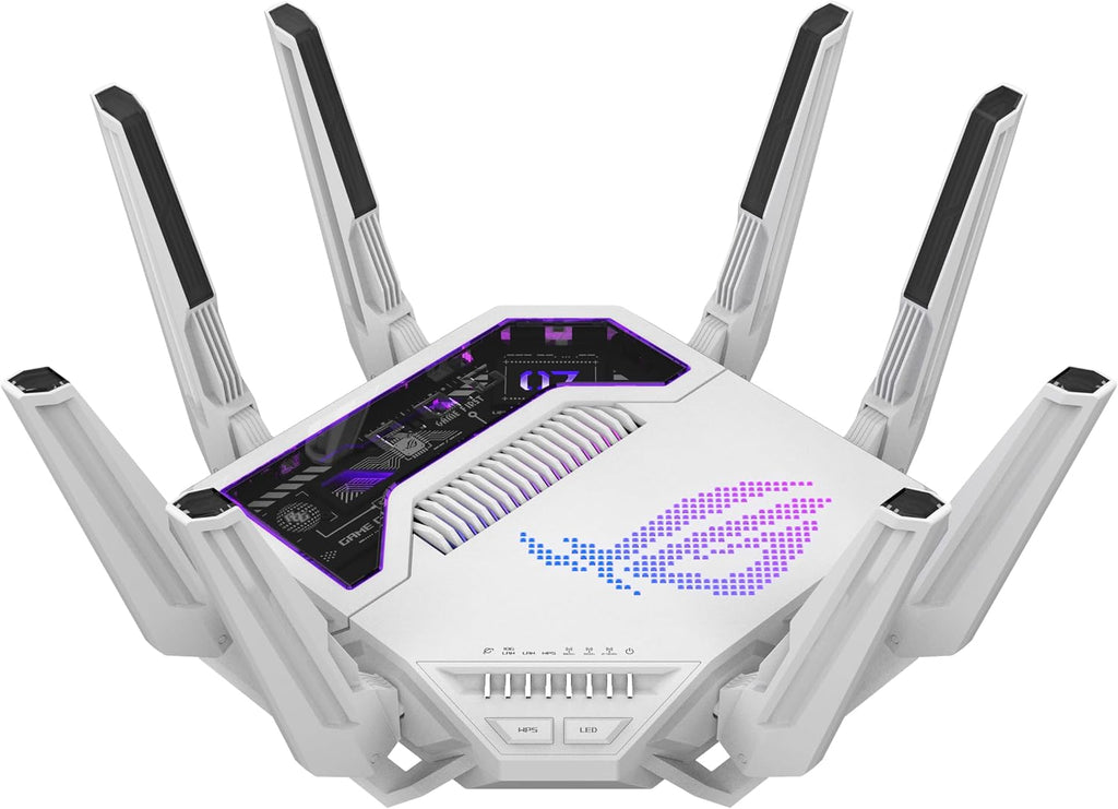 ASUS GT-BE19000AI Tri-Band WiFi 7 (802.11be) AI Gaming Router, 320MHz Bandwidth & 4096-QAM, MLO, Dual 10G Ports, AI Game Boost, Gaming Network, Aura RGB, AiMesh Support, Guest Network Pro