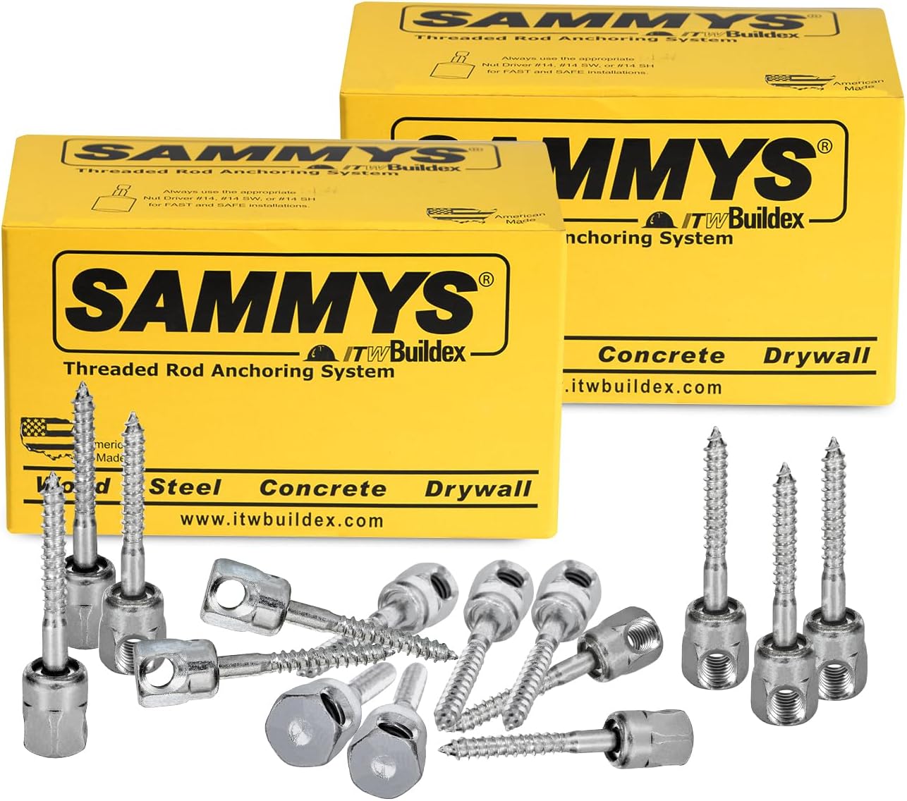 Everflow Sammys 8021957-50 SWG 20 3/8 Inch Screw Sidewinder Designed for Wood, Rod Hanger, Installs Horizontally, Steel with Zinc Plated, Corrosion Resistance, 1/4 x 2 Inch Screw Length (Pack of 50)