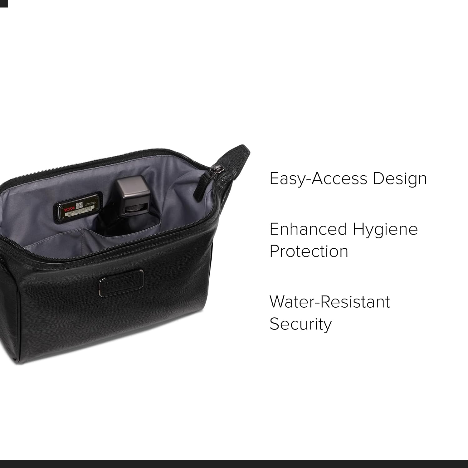 TUMI - Travel Accessories Dopp Kit - Men's Travel Essentials Framed Toiletry Bag - Black Emobossed Leather