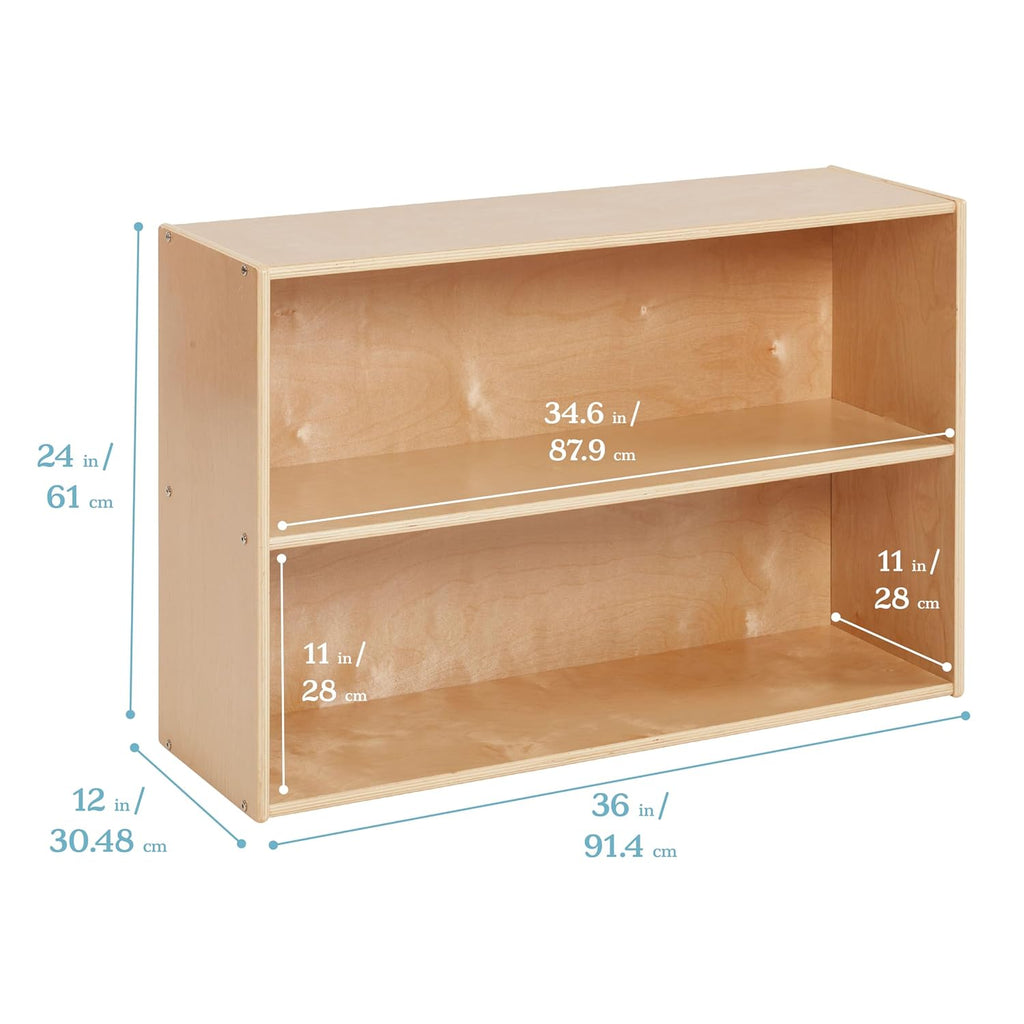 ECR4Kids Streamline 2-Shelf Single-Sided Storage Cabinet, 24in, Classroom Furniture, Natural