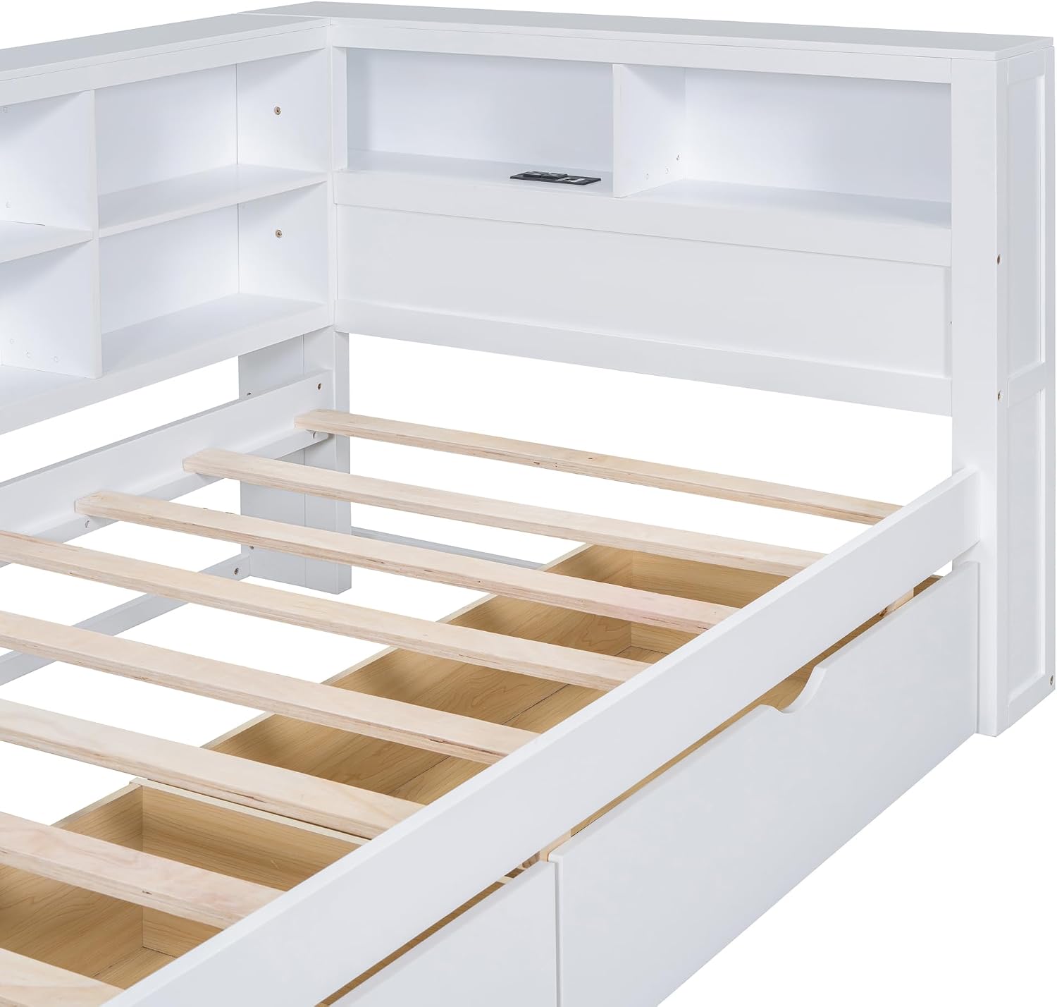 Twin Size Daybed with 2 Drawers,Minimalist Wooden Sofa Bed Frame with Storage Shelf and USB Charging Ports for Bedroom, Studyroom, Guestroom, Livingroom (White-wd56)