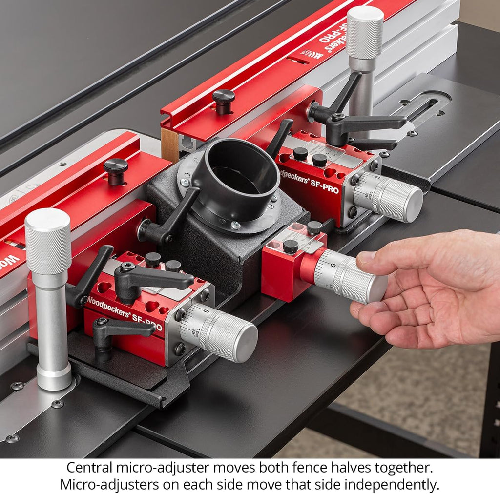 Woodpeckers SF-PRO Universal 36-Inch Router Table Fence, USA Made, 3-Way Micro-Adjustment, Fits Most Edge-Rail and T-Track Router Tables and Shapers - SFPRO-U-25