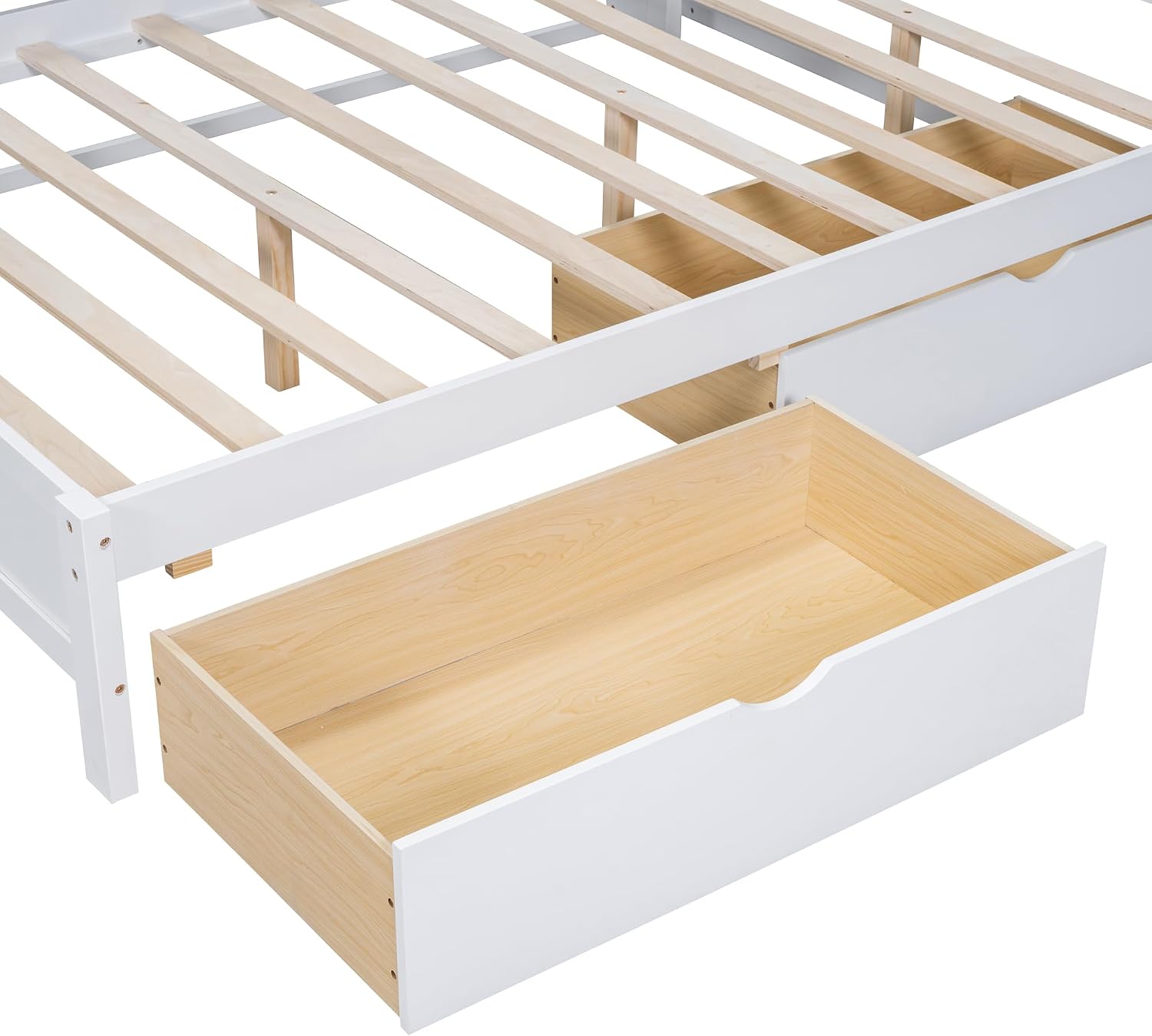 Full Size Daybed with 2 Drawers,Minimalist Wooden Sofa Bed Frame with Storage Shelf and USB Charging Ports for Bedroom, Studyroom, Guestroom, Livingroom (White-WD54)
