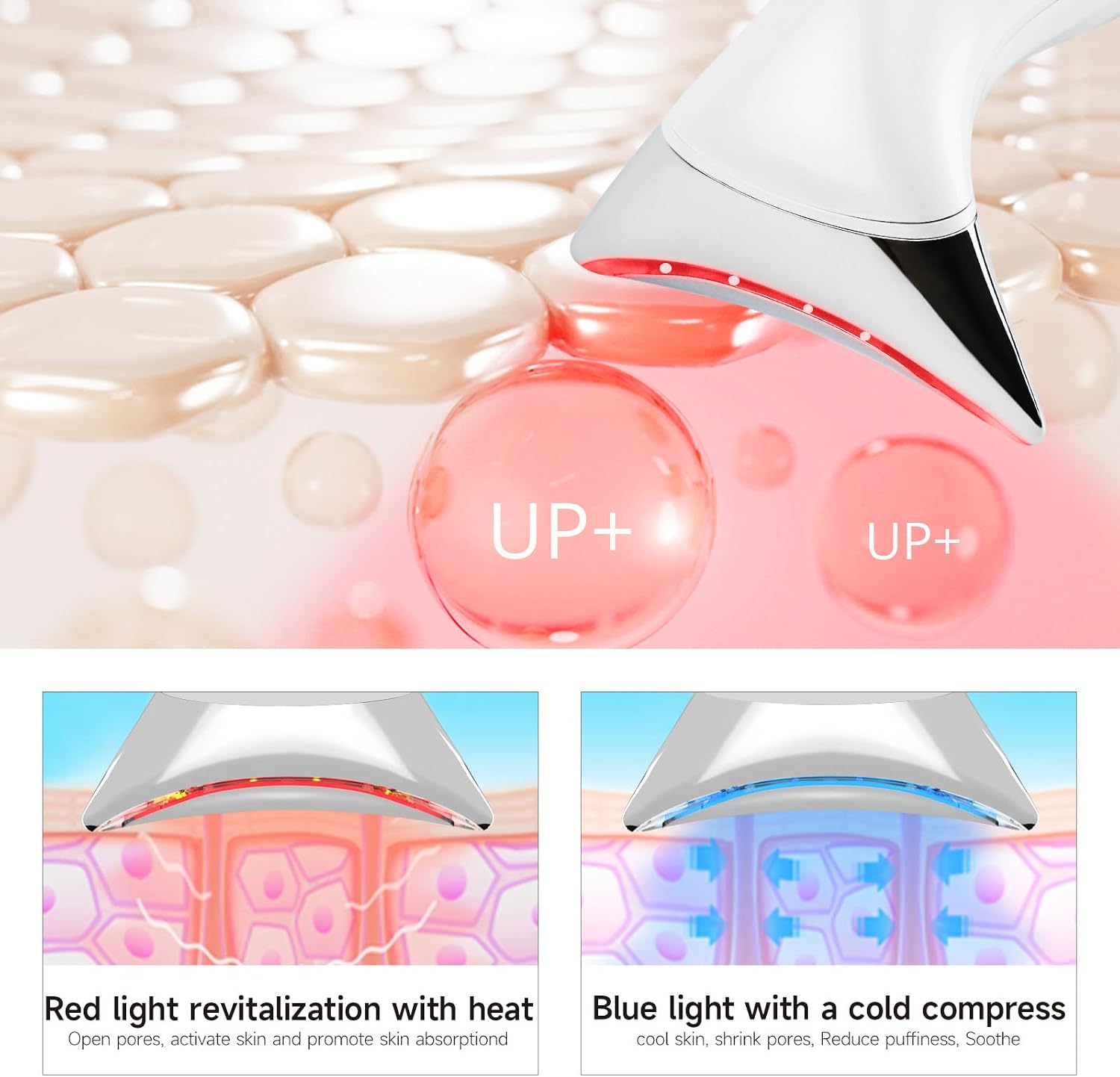 Ms.W Red Light Neck Face Massager, Facial Massager with Hot & Cold Modes for Skin Care, Vibration for Skin Tightening and Rejuvenation
