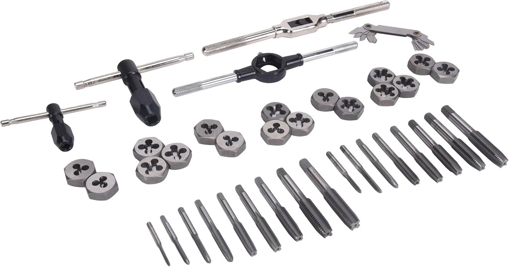 Century Drill & Tool Metric Tap and Die Set, 40 Pc Heat Treated for Durability Hand Cutting Taps & Dies Includes Wrenches, Pitch Gauge & More - 98912